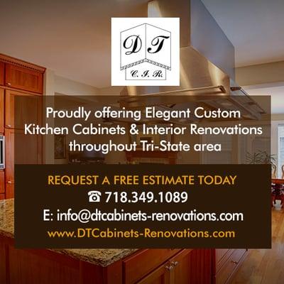 Elegant Kitchen cabinets and Interior renovations by our Licensed, Insured team. Call 718.349.1089 for a Free Estimate.