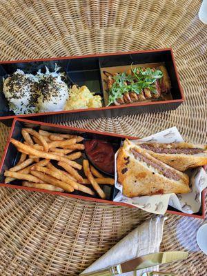 Ahi katsu plate and patty melt with fries. So yummy.