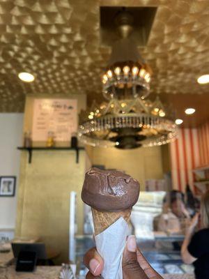 Chocolate Carmello on a cone