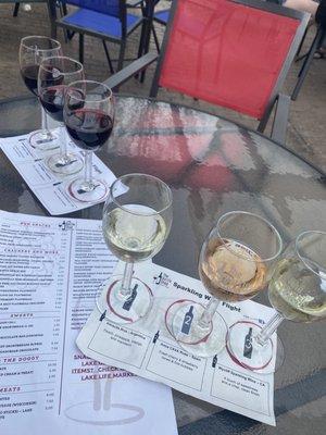 Wine flights on the patio