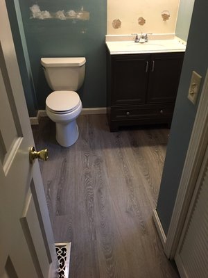 New bathroom floor and vanity