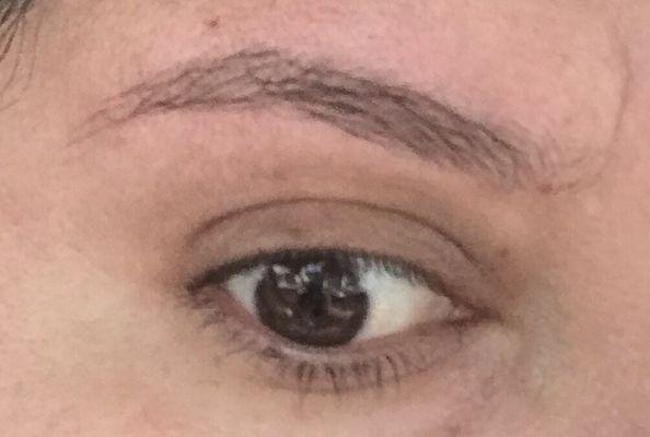 Different shape eyebrows. They were already shaped and came in for a clean up! Now I gotta grow one out!