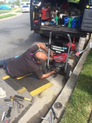 Sam, curbside, repairing my pressure washer. Thanks!