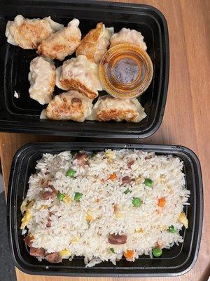 Pot Stickers, Sausage Fried Rice