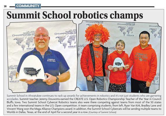 Summit Robotics team does great job at CREATE US Open in Council Bluffs, IA.