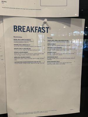 Current menus for breakfast, lunch and dinner