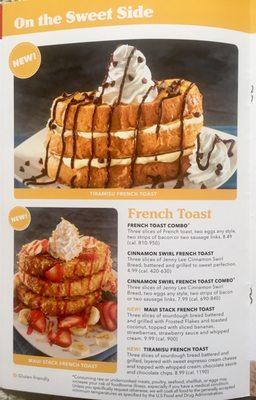 French toast menu.