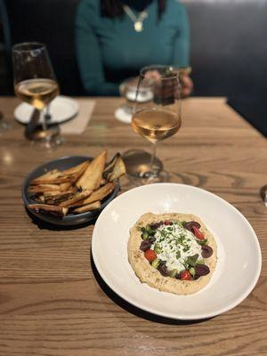 Hummus and wine