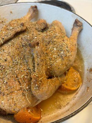 About to roast duck in orange sauce! Yum!