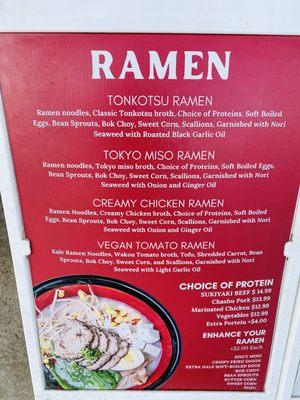 Ramen menu.