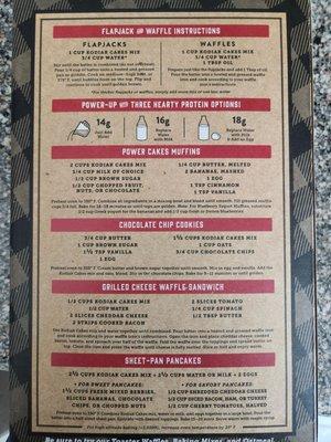 Recipes on the back of the box.