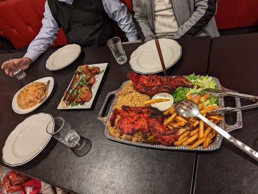 Chicken barbeque, mixed grill and biryani