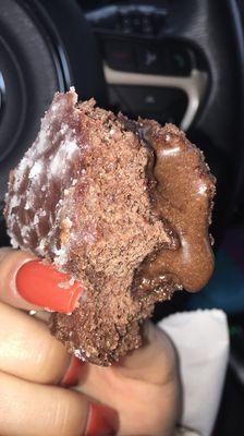 Close up of devil food donut