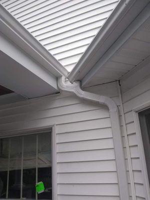 Downspout work to avoid water draining onto patio