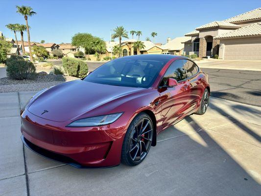 Tesla Model 3 Performance in Ultra Red