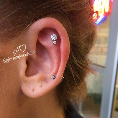 Helix piercing by Jessica