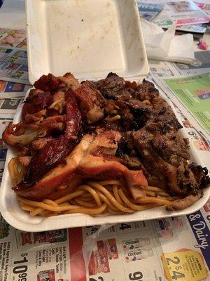 Teriyaki and fire grilled chicken with chow mein