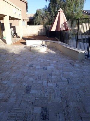 Paver, fire pit and sitting area