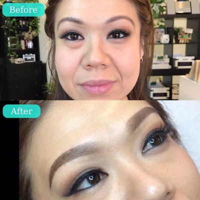 Before & after ombré soft touch semi permanent eyebrow procedure