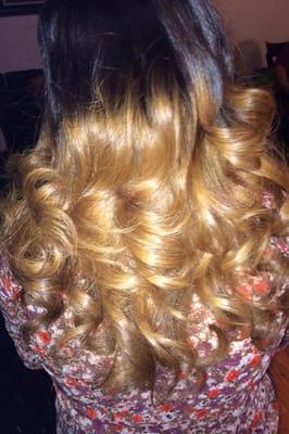 Finished view of ombré with curls....done by owner Julia.love,love it!