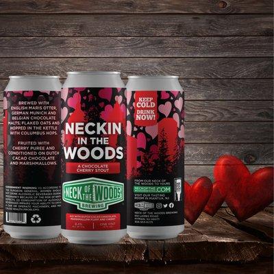 Neckin in the Woods is our chocolate cherry Stout