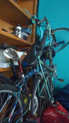 My vintage 93 ROBINSON BMX & BIANCHI I usually bring over for major mechanical work when my buddy's assist me, whenever I need them on time.