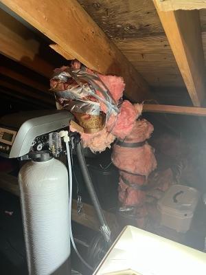 Used old insulation to cover pipes, using Used duct tape and insulation from my ceiling