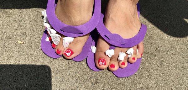 Great price for a pedicure ! $15 for all this thank you lana! My sister loved them.  She is very quick and respects the appointment time.