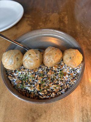 Scallion puff with cream cheese and everything seasoning