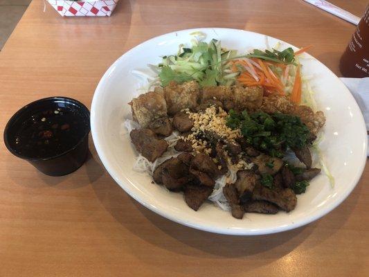 Honey Glazed Pork Vermicelli Noodles w/ egg roll