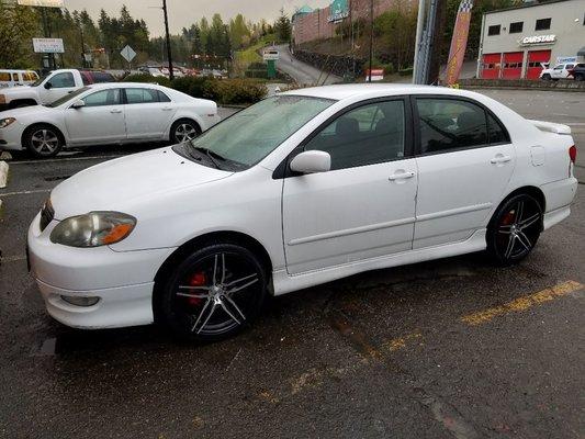 Toyota corolla done at tos tires and wheels....