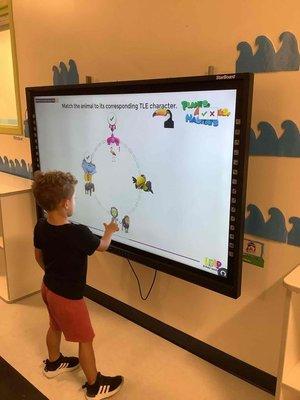 This morning in our Make-Believe Boulevard our Preschool 1 friends used our L.E.A.P. Interactive Board.