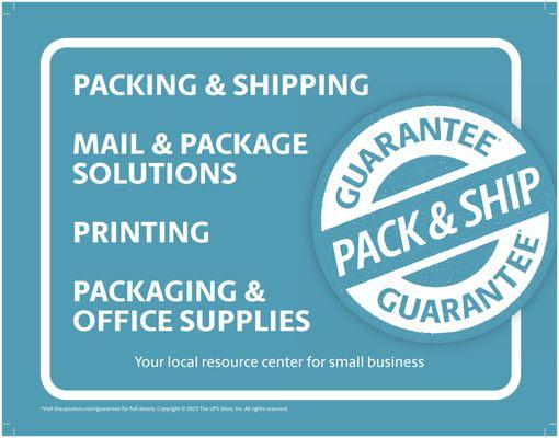 PACK AND SHIP GUARANTEE