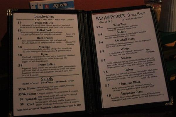 Menu #2. Happy hour options.