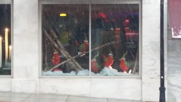 Christmas window decorated at the conference center in lancaster.