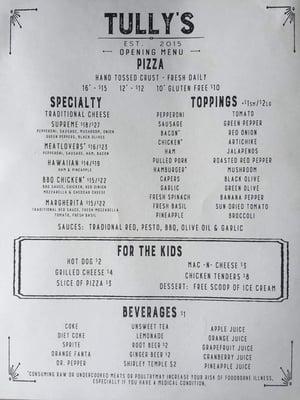 Tully's menu