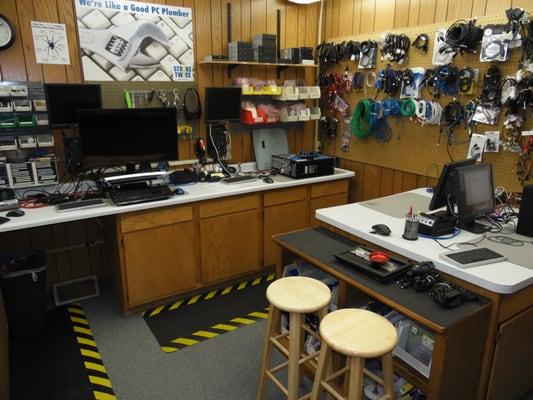 Our main workroom features $50,000 of parts for fixing almost anything.