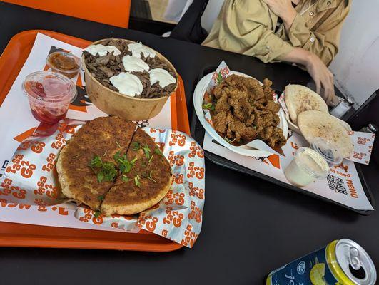 Hawawshi, Fried Alexandrian Beef Liver, and meat shawerma fattah