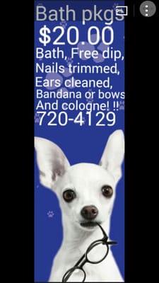 Glamour Dogs offers a super popular Bath Package for Small & Medium Breeds for ONLY $20.00 (taxes Included)