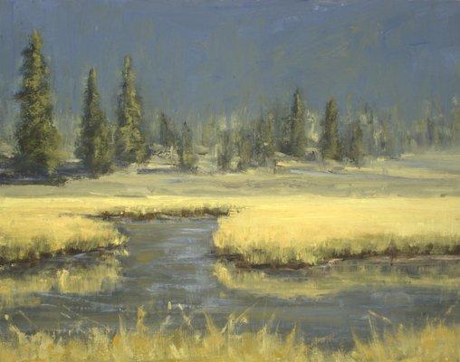 Owner and Artist Greta Balzer "Still Water" 8 x 10 Oil on Canvas Available & on display