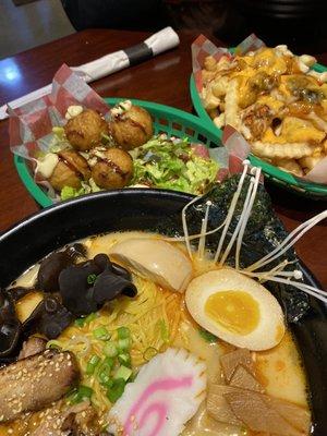 JKRowling fries, Takoyaki, Spicy Tonkotsu