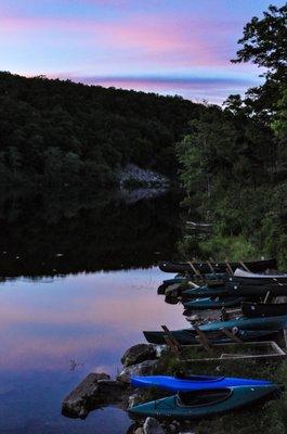 Lake sunset at the boathouse