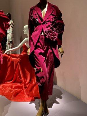 Fall 2013 Dark Red Cotton Velvet Pantsuit by Comm des Garçons (Japan) - The Museum at the Fashion Institute of Technology