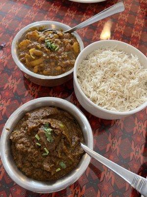 Tama Aloo, Baingan Bharta and Rice