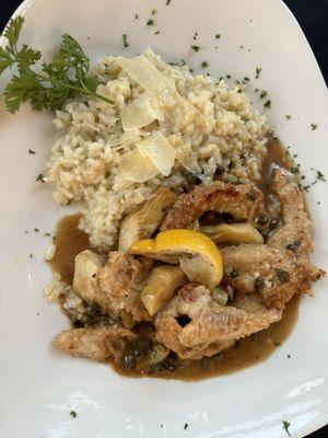 Chicken Piccata with risotto.