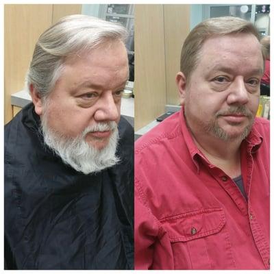 Before and after! New years makeover, men's cut and color.