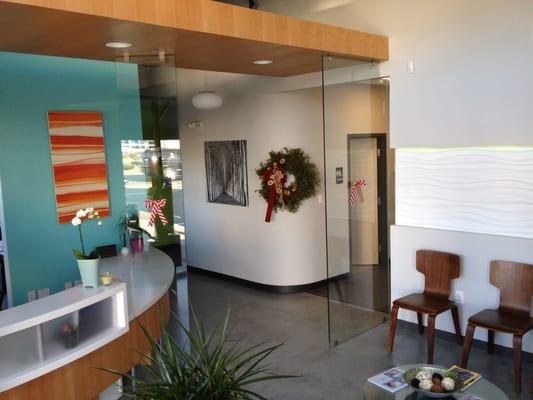 Our modern and relaxed reception area.  We promise a whole new dental experience