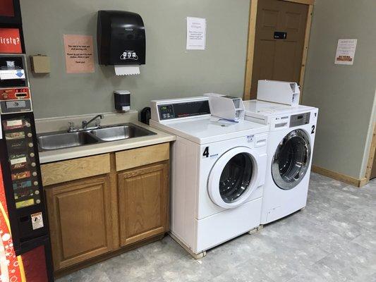 Sink for washing dishes with very hot water. Laundry available also