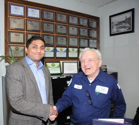 Founder Ray Piccioli with 47th Ward Alderman Ameya Pawar in recognition of Power Plumbing's commitment to excellent service.