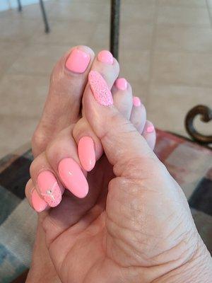 Nice, fresh spring look. They are very thorough with their pedicures and always accurate with the designs I request. Highly recommend.